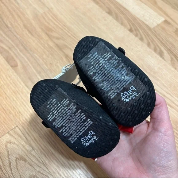 Disney Minnie Mouse Slipper Shoes Sz 6-12 mos Flats Dress Polka Dot Baby Girl - Picture 5 of 5